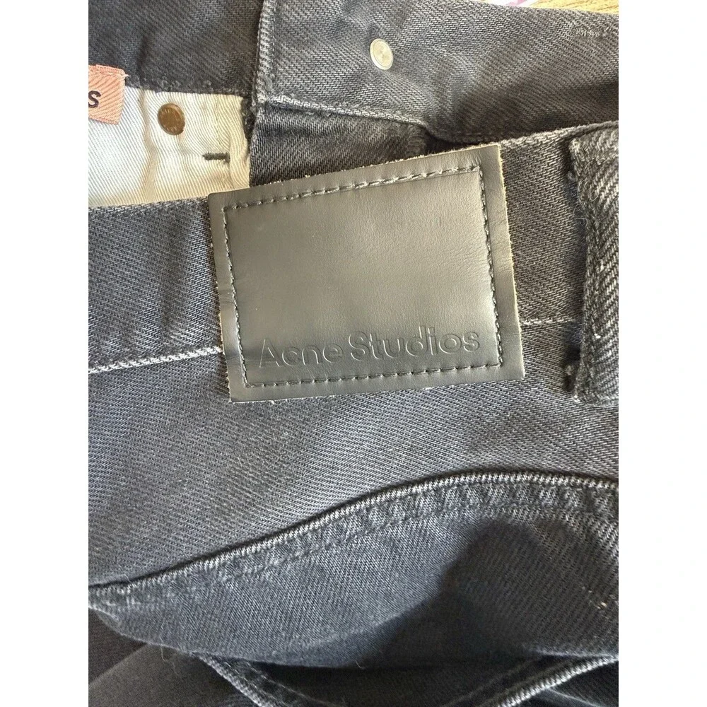 Acne Studios 1990 Washer Out Black Rigid High Waist Loose Bootcut Jeans Sz 27/30